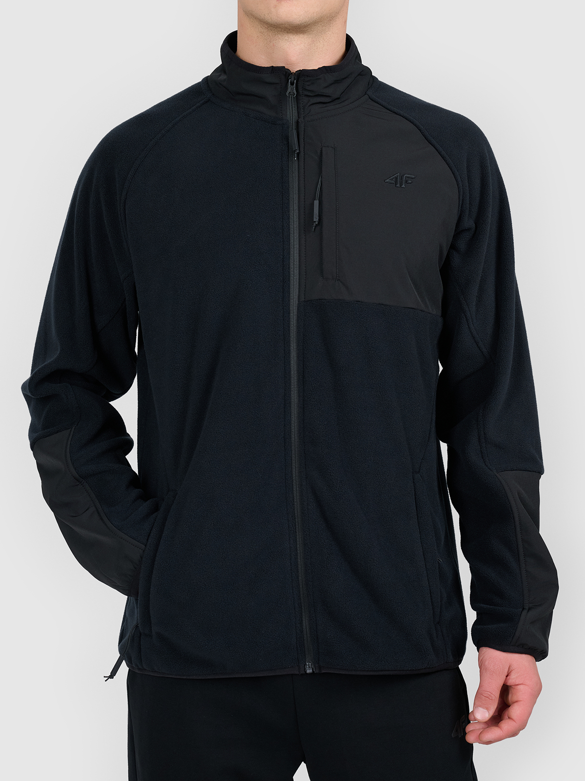 Herren-Fleece-Sweatshirt 4F M480 DEEP BLACK