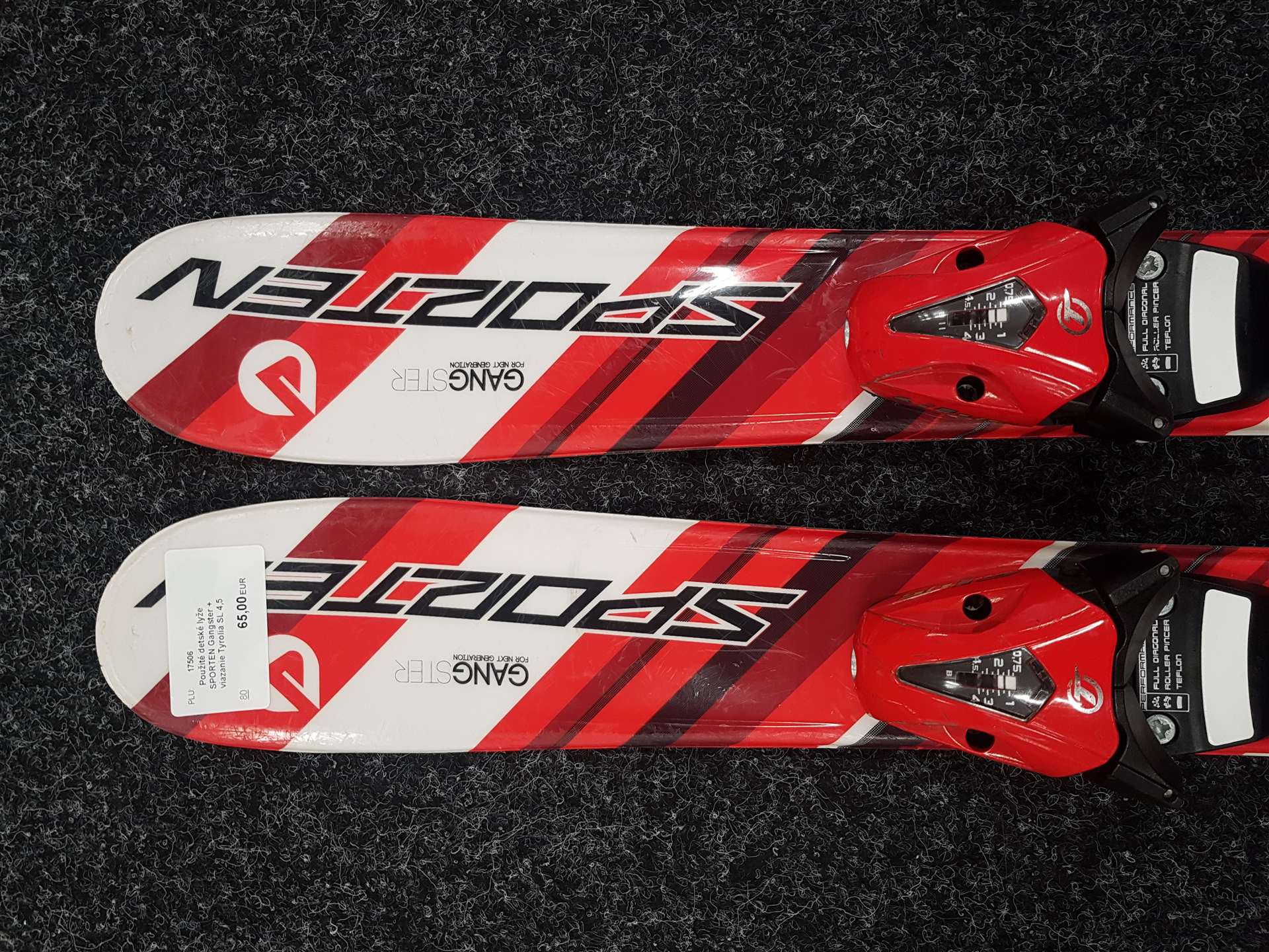 Použité detské lyže SPORTEN Gangster + viazanie Tyrolia SL 4,5