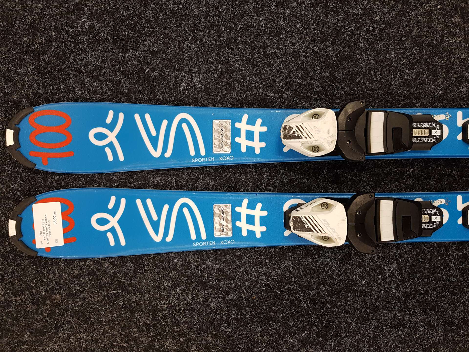 Skis enfant d'occasion SPORTEN XOXO + fixations Tyrolia SLR 4.5