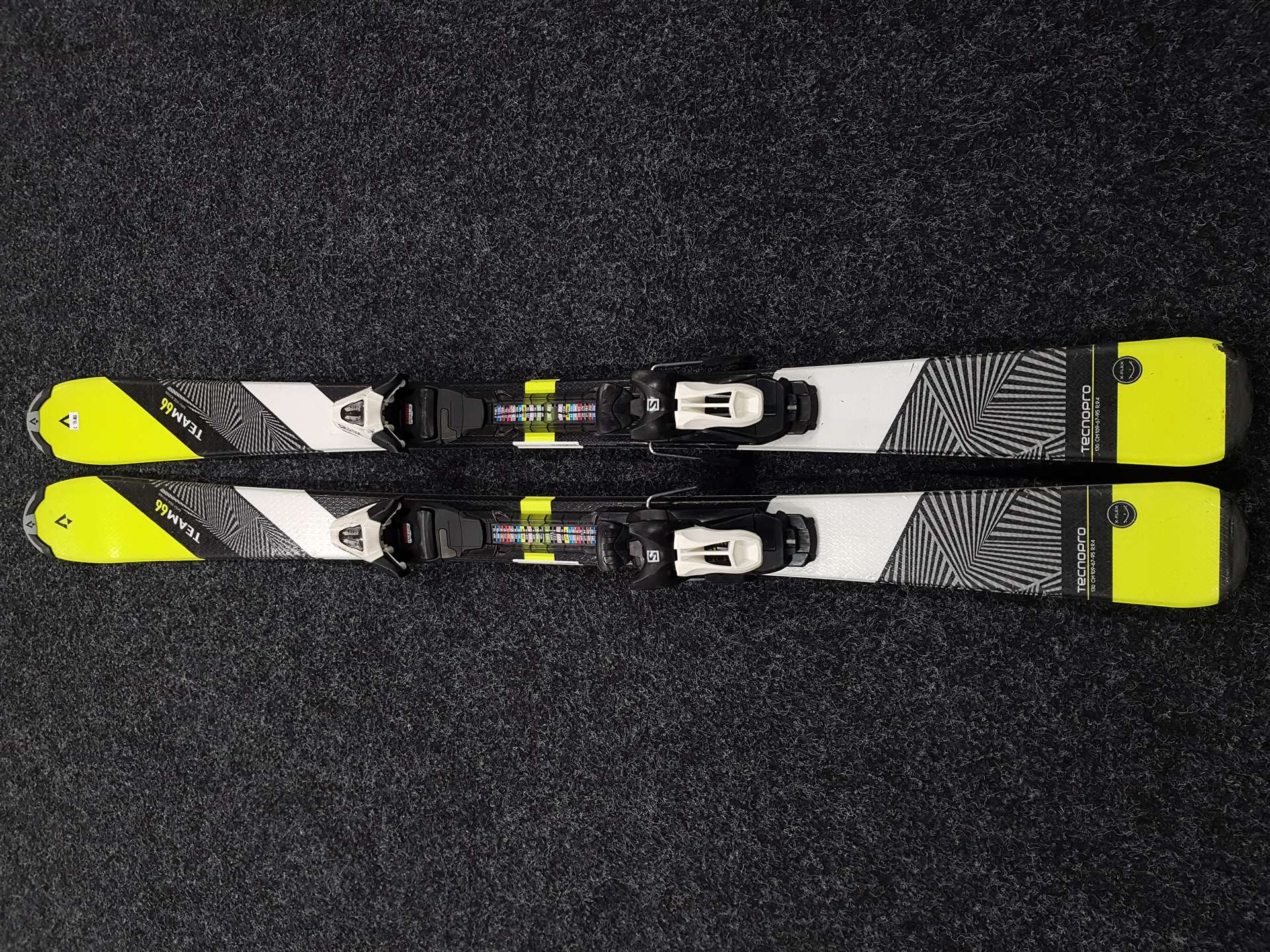 Použité detské lyže TECNOPRO Team66 + viazanie Salomon 4,5