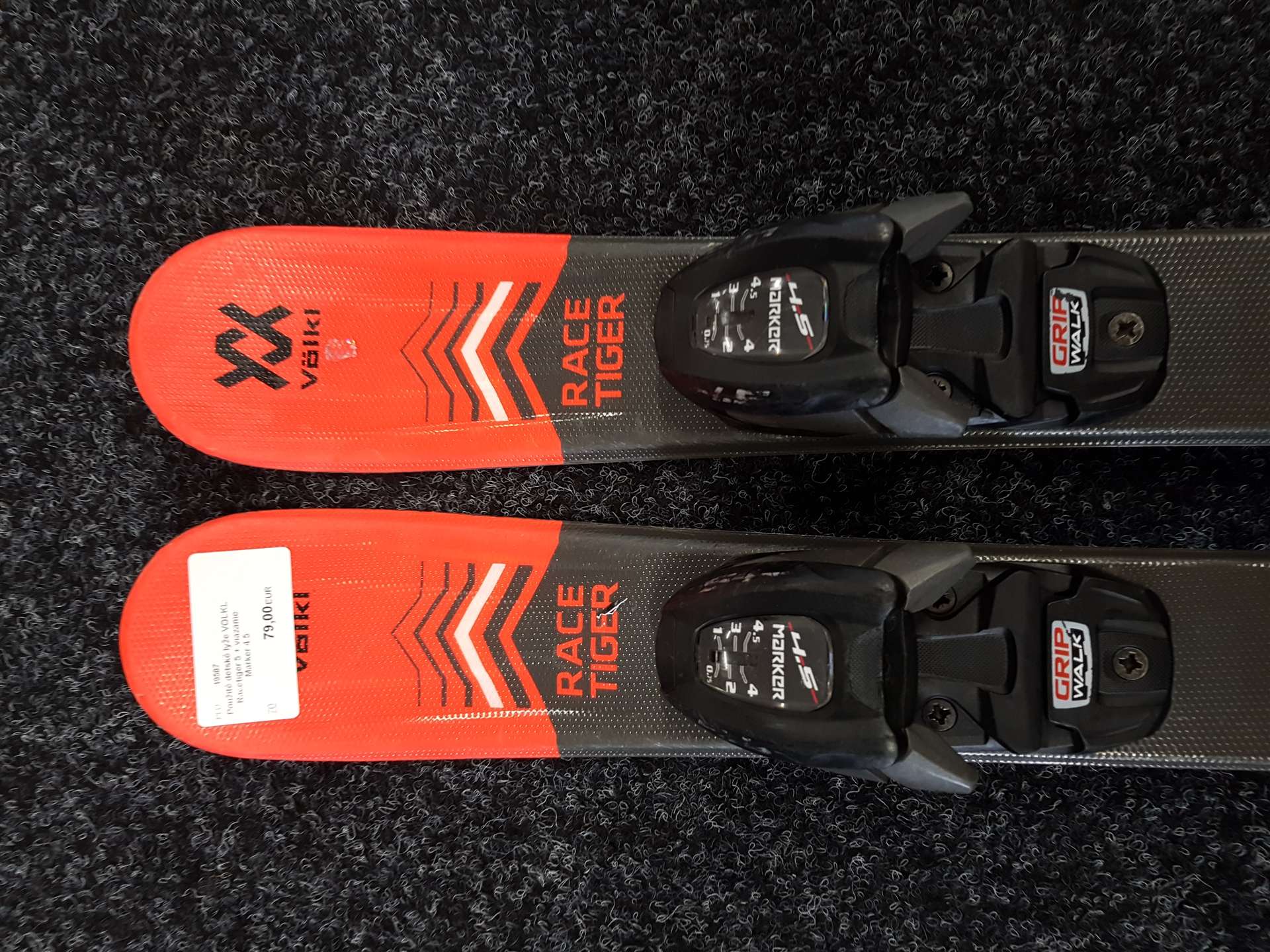 Gebrauchte Kinderski VÖLKL Racetiger 5 + Bindungen Marker 4.5
