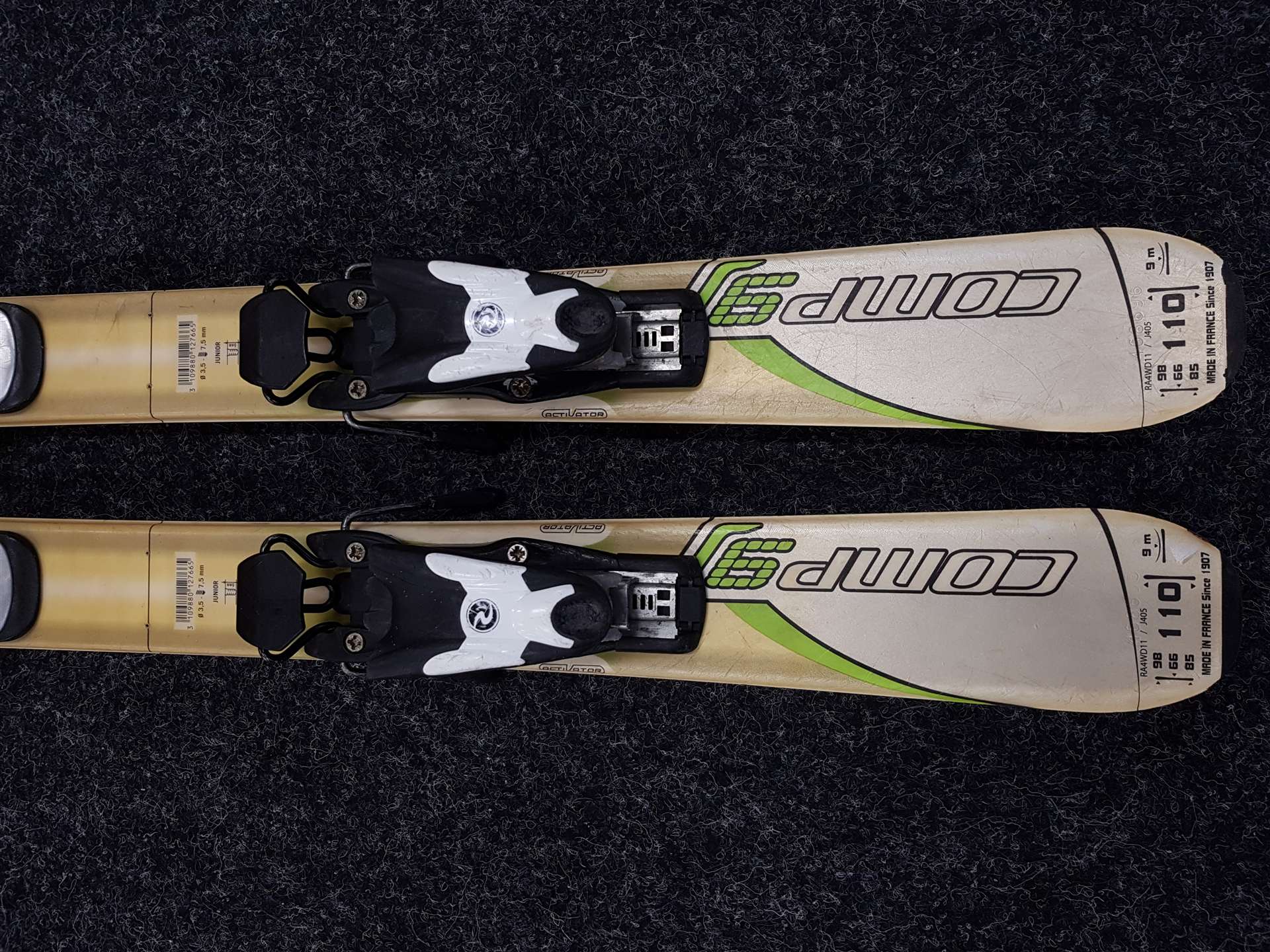 Schiuri pentru copii second-hand ROSSIGNOL Comp9j + legături Rossignol Comp 7.5