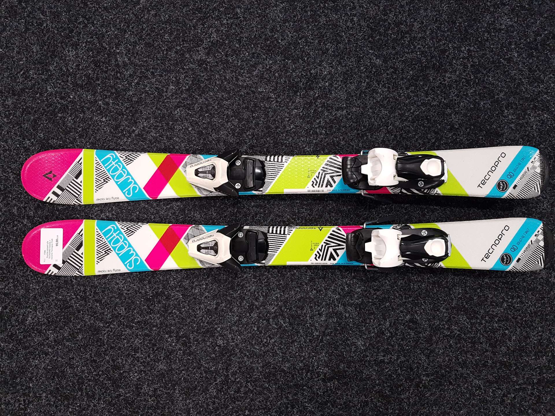 Skis enfant d'occasion TECNOPRO Sweety + fixations Tecnopro TC45