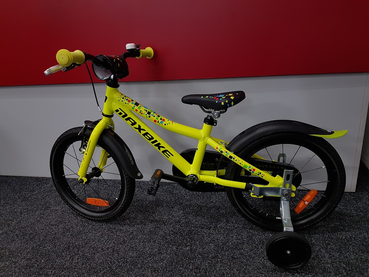 Jazdený detský bicykel Maxbike 16" žltý