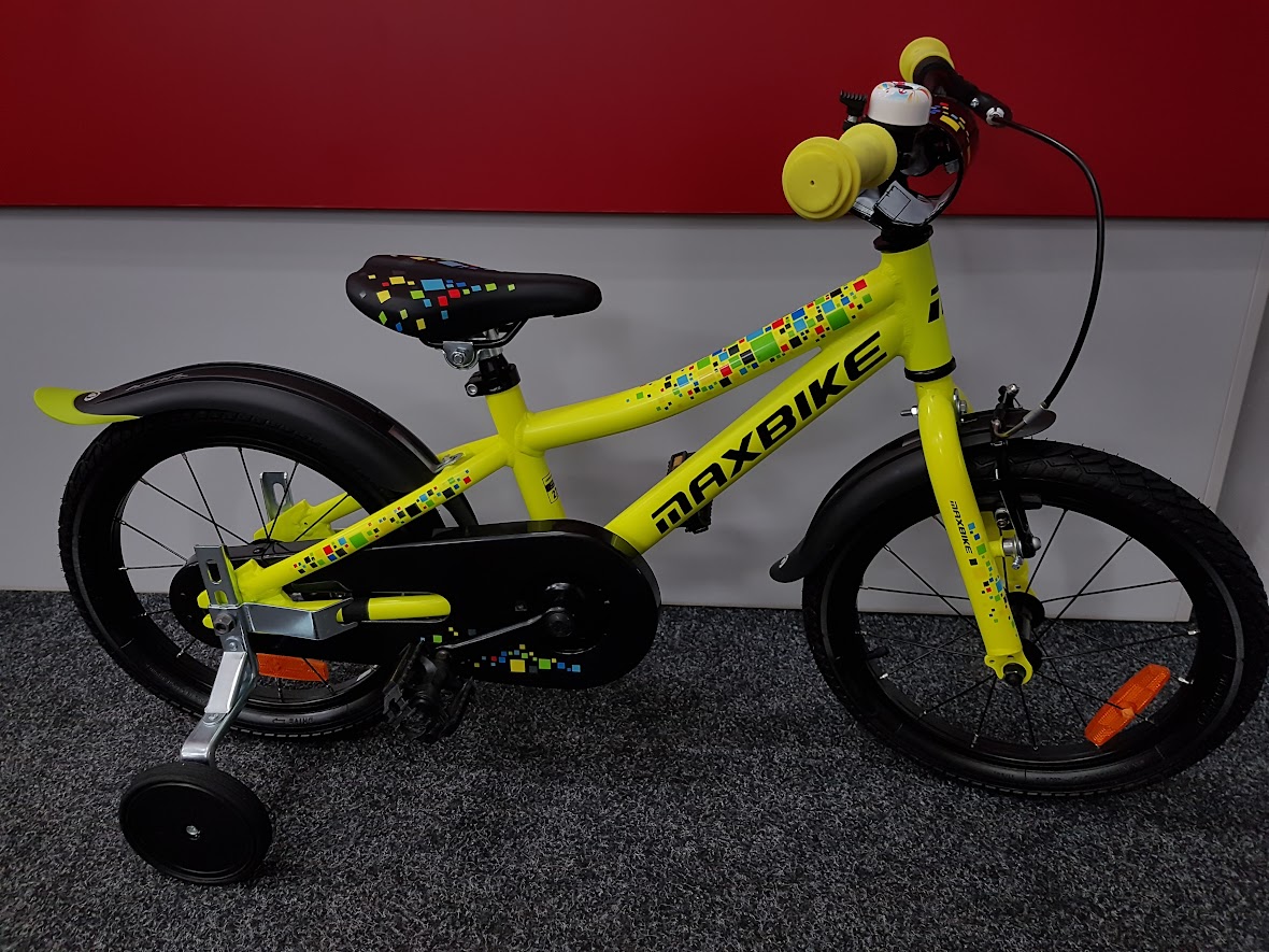 Jazdený detský bicykel Maxbike 16" žltý