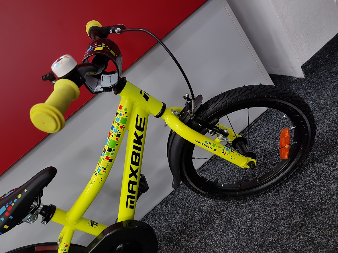 Jazdený detský bicykel Maxbike 16" žltý