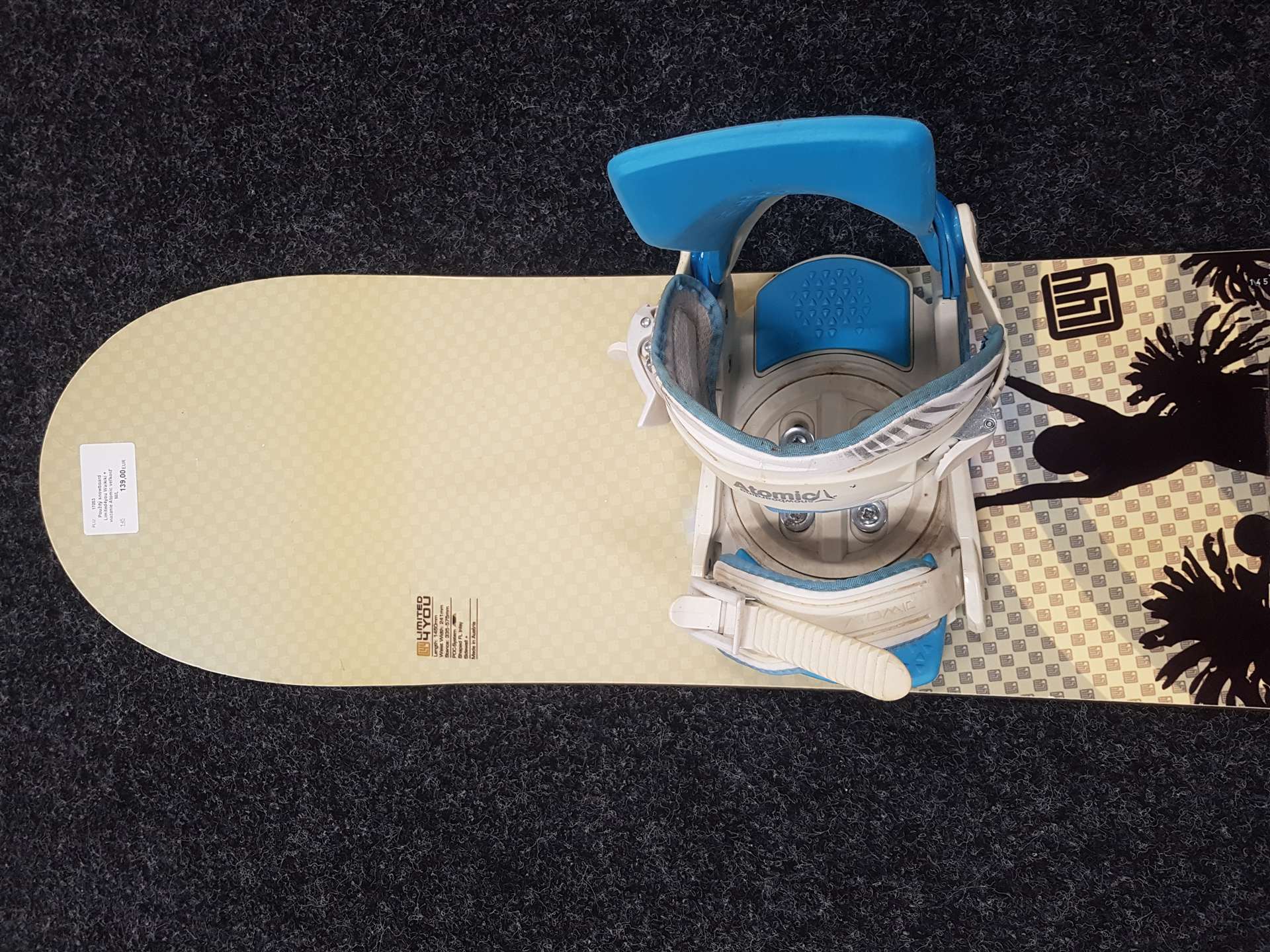 Snowboard Limited4you Waikiki d'occasion + fixations Atomic, taille M/L