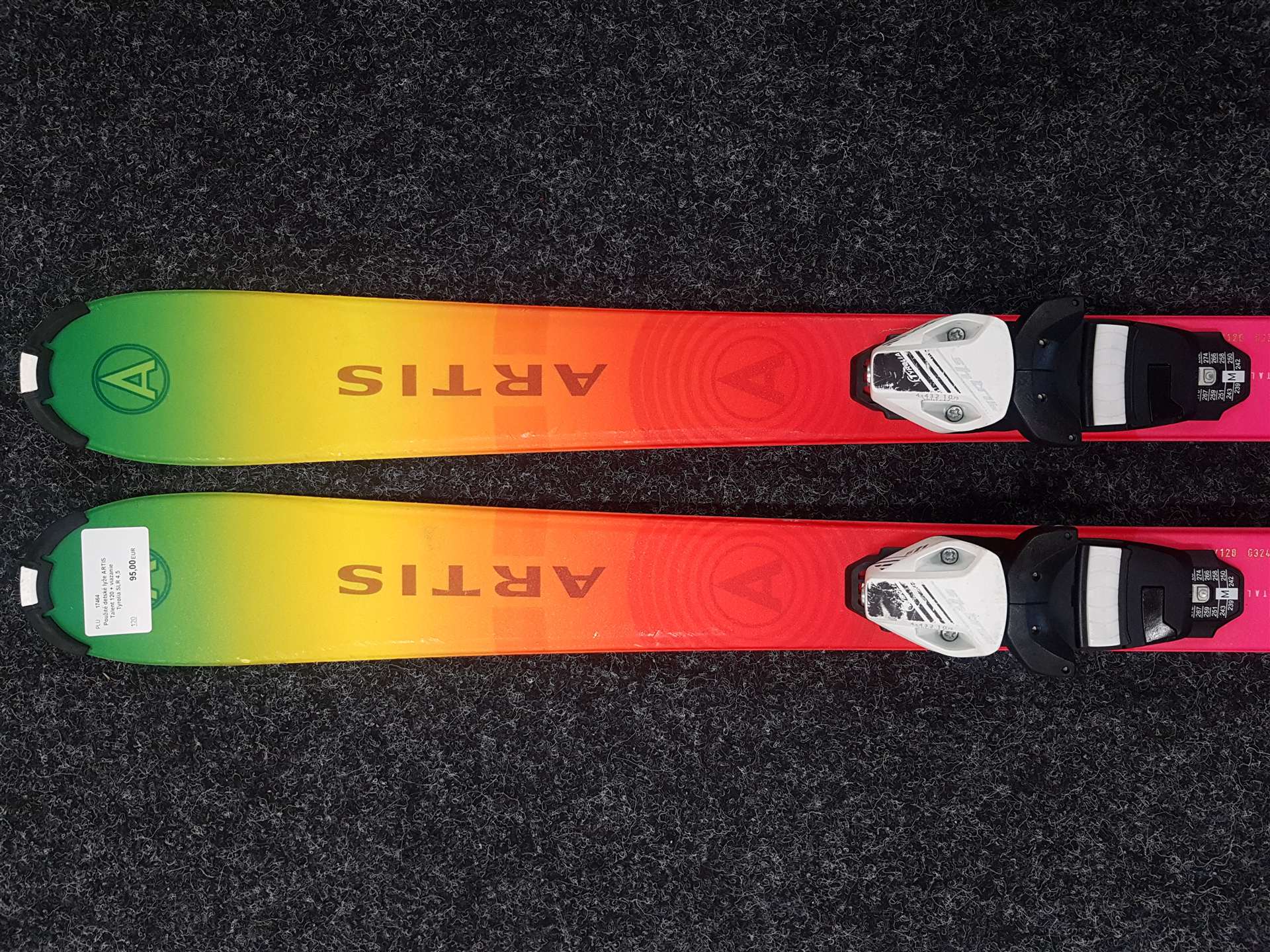 Použité detské lyže ARTIS Talent 120 + viazanie Tyrolia SLR 4,5
