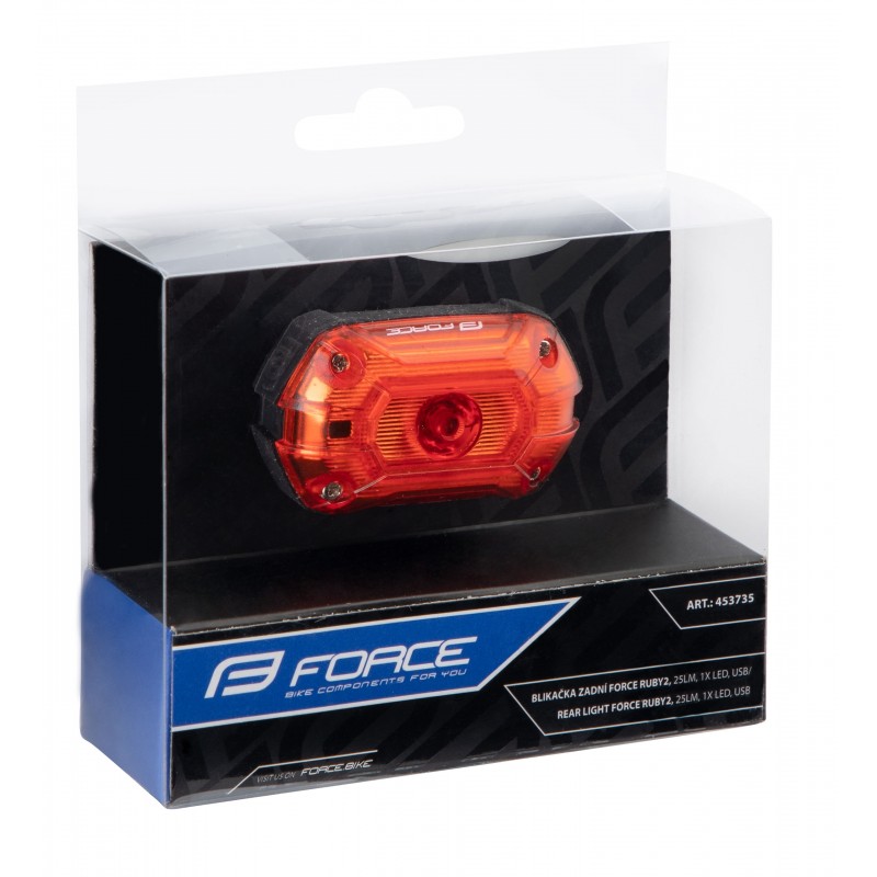 Svetlo zadné Force Ruby2 25lm 1xled, usb