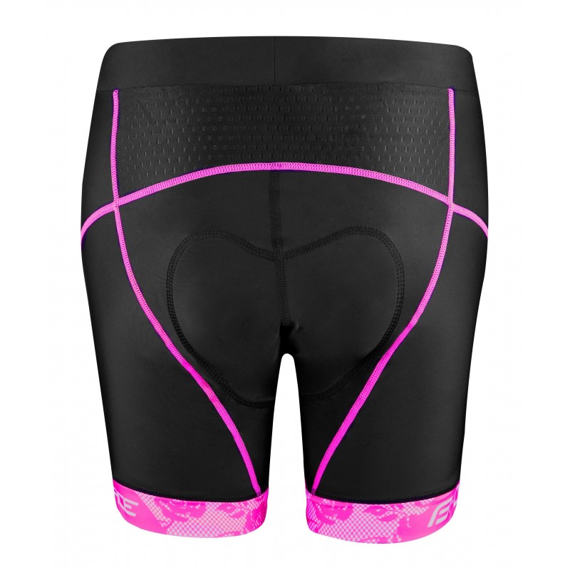 F-Shorts mit rosafarbener Taille und Einsatz, Schwarz und Rosa