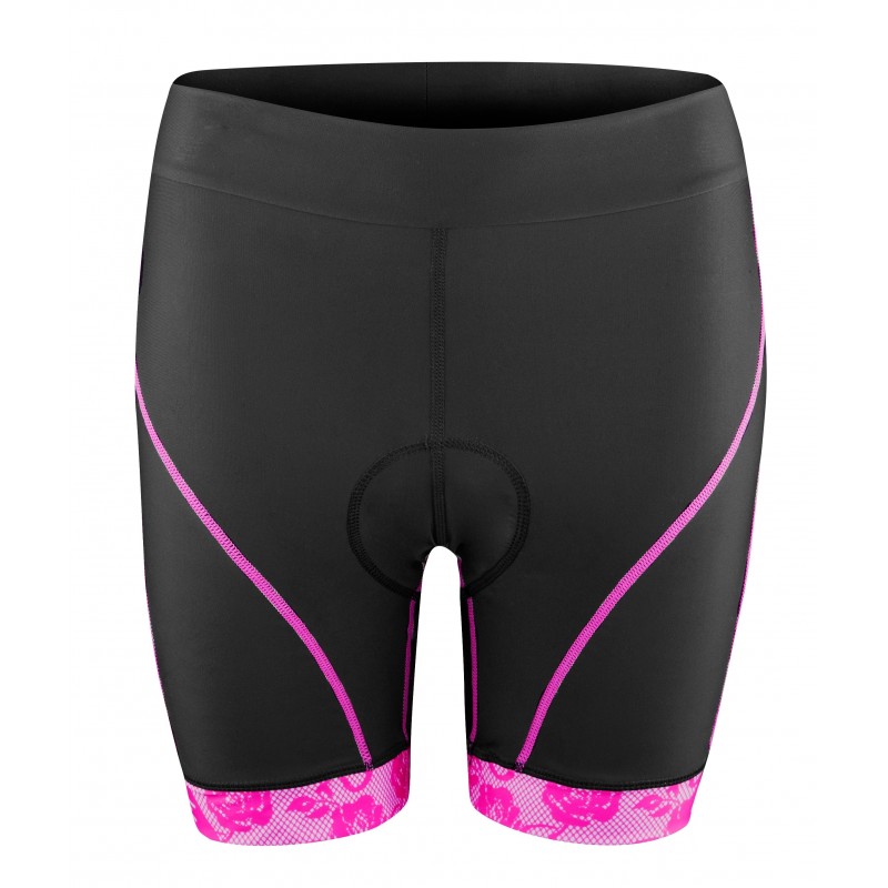 F-Shorts mit rosafarbener Taille und Einsatz, Schwarz und Rosa