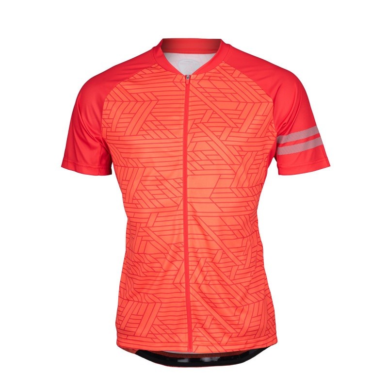 Herren-Radsport-T-Shirt, bequemer durchgehender Reißverschluss MATHIAS rot