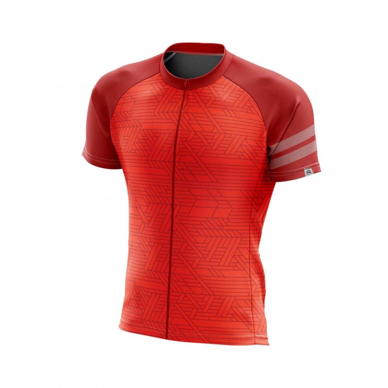 Herren-Radsport-T-Shirt, bequemer durchgehender Reißverschluss MATHIAS rot