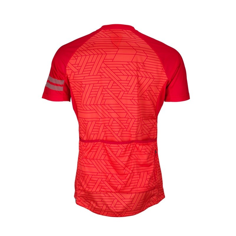 Herren-Radsport-T-Shirt, bequemer durchgehender Reißverschluss MATHIAS rot