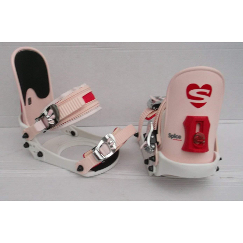 Fixations de snowboard Spice junior rose coeur