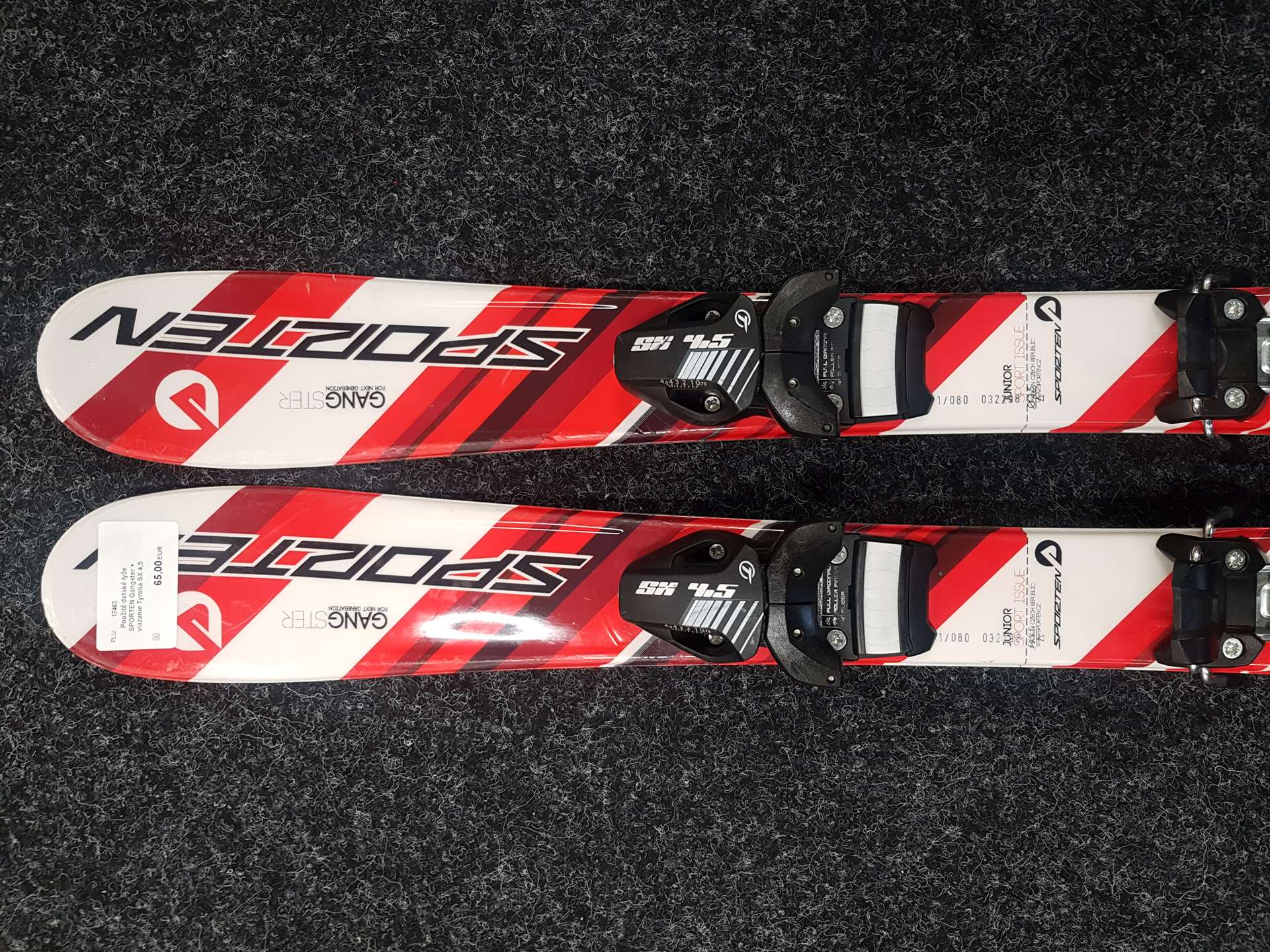 Použité detské lyže SPORTEN Gangster + viazanie Tyrolia SX 4,5