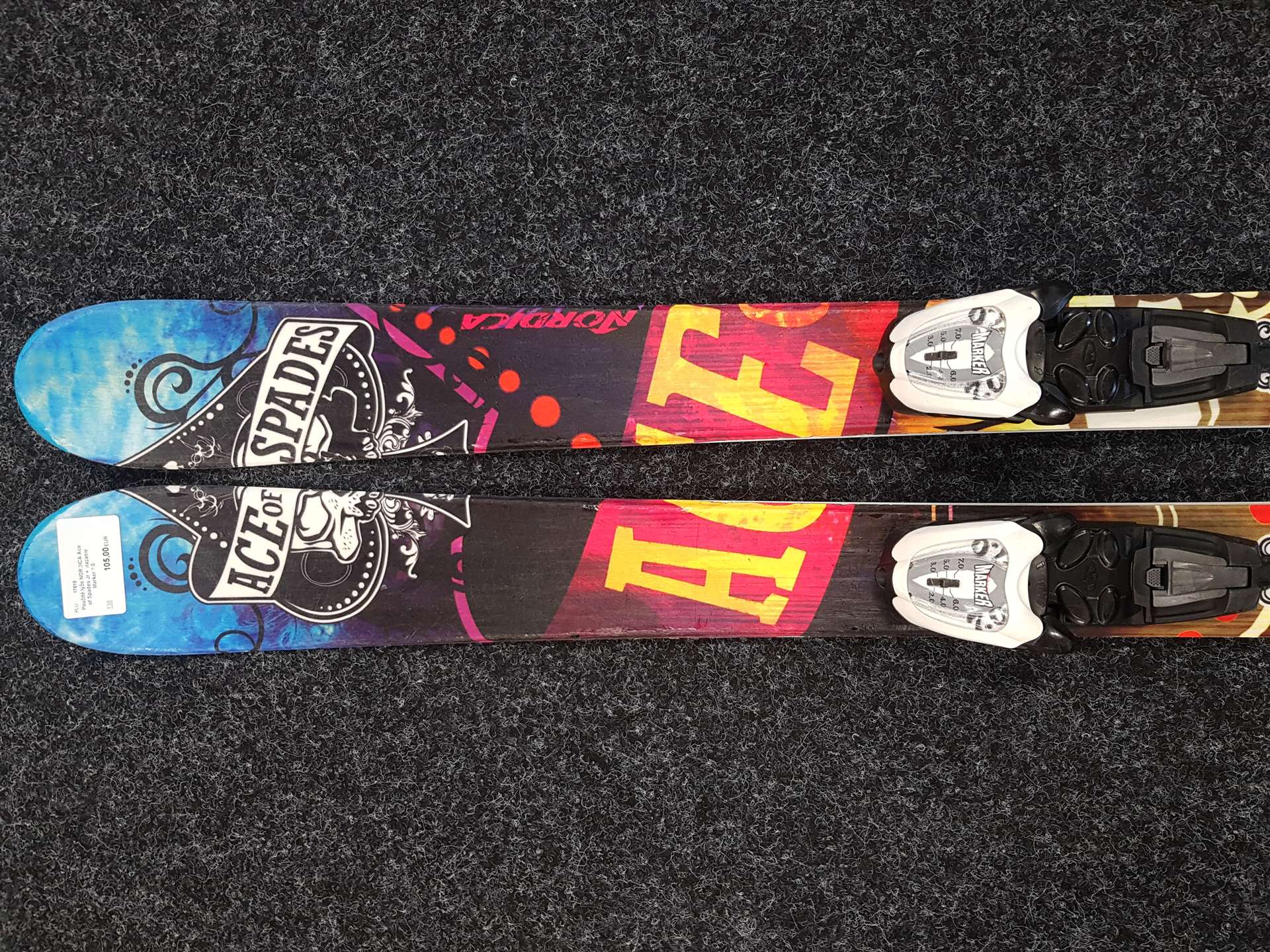 Schiuri freestyle NORDICA Ace of Spades Jr folosite + legături Marker 7.0