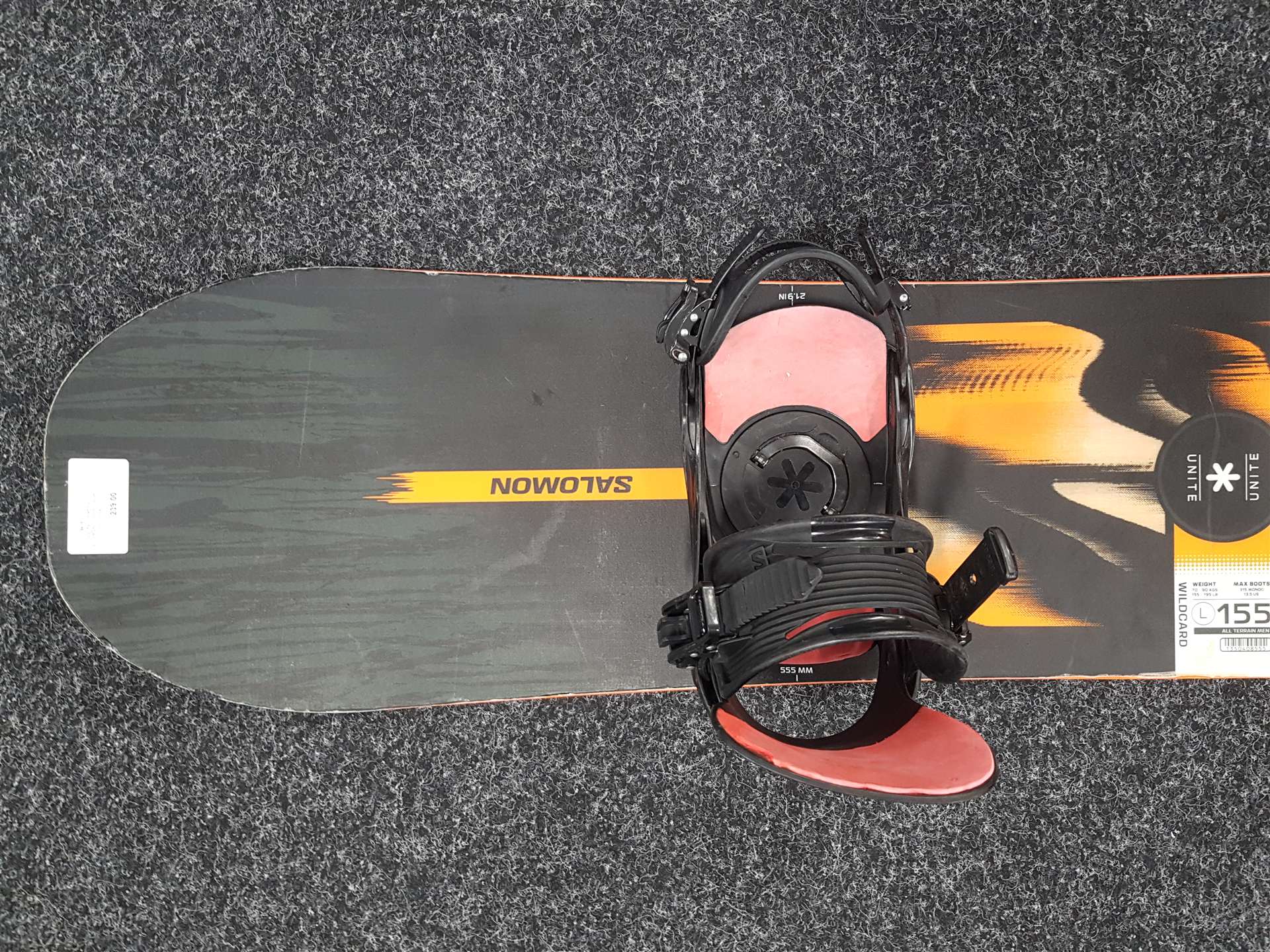 Snowboard SALOMON Unite d'occasion + fixations Salomon taille L