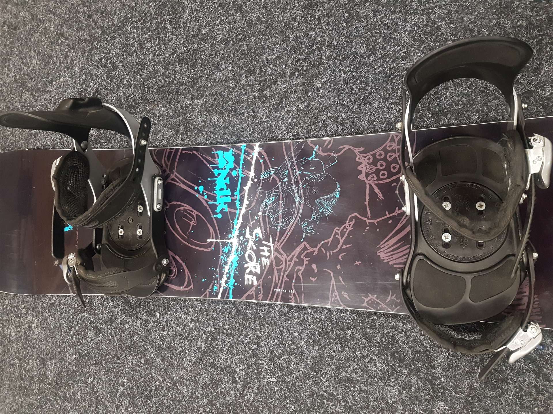 Gebrauchtes Nidecker 51 c.wood Snowboard + Snow Blaster Bindungen Größe L