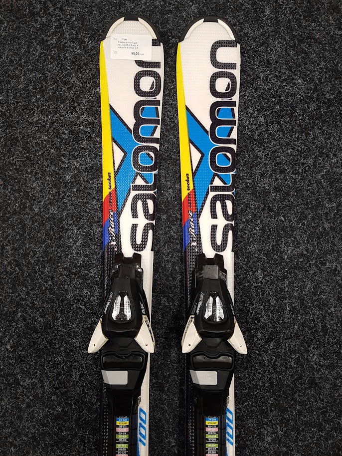 Použité dětské lyže SALOMON X Race + vázání Ezytrak 4,5