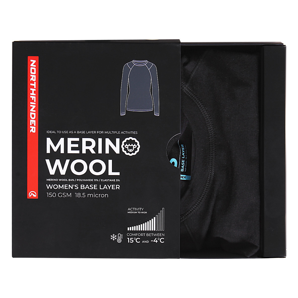 Damen Thermounterwäsche Northfinder DEJA TR-6033SNW Merino Schwarz