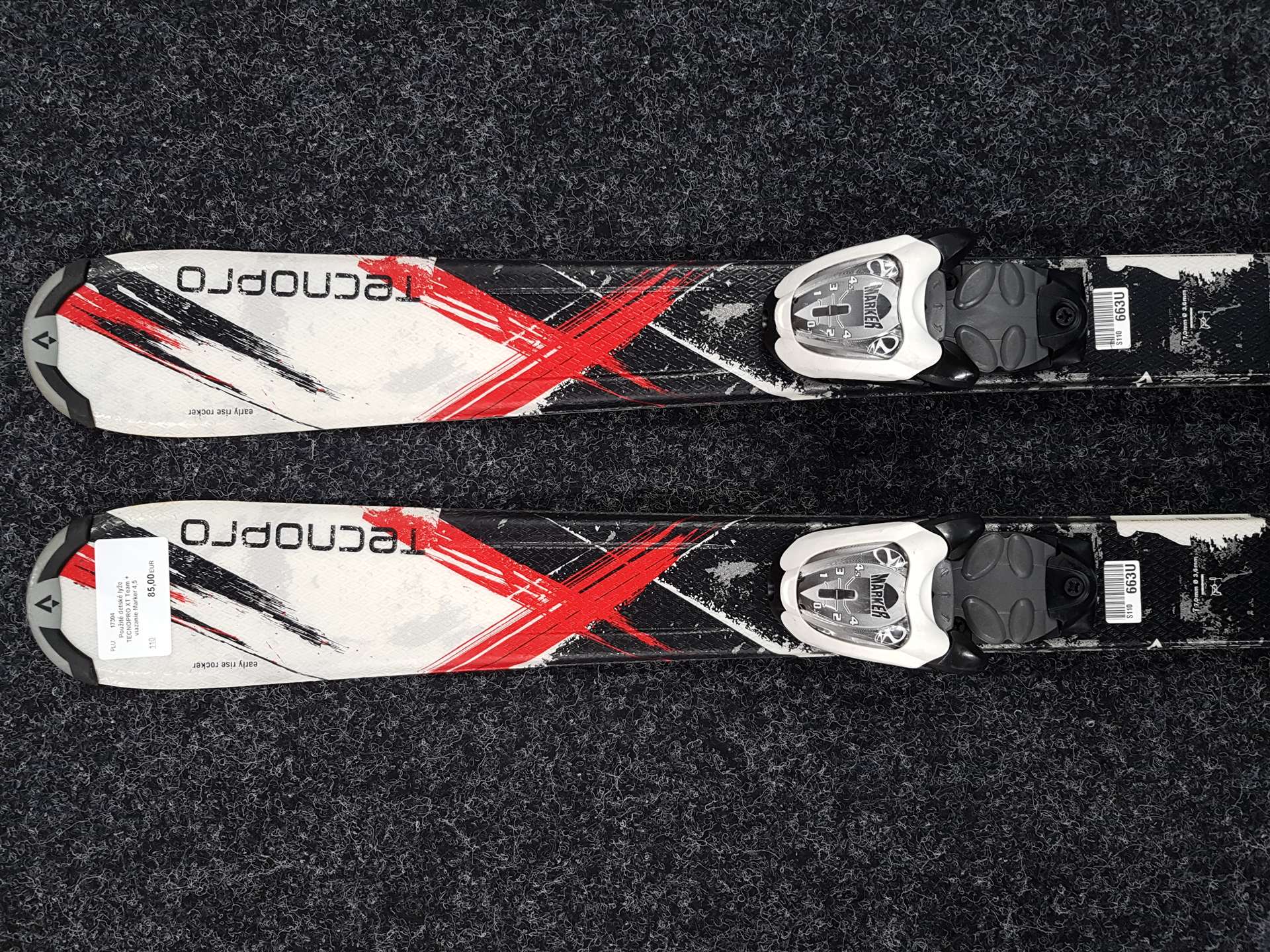 Skis enfant d'occasion TECNOPRO XT Team + fixations Marker 4.5