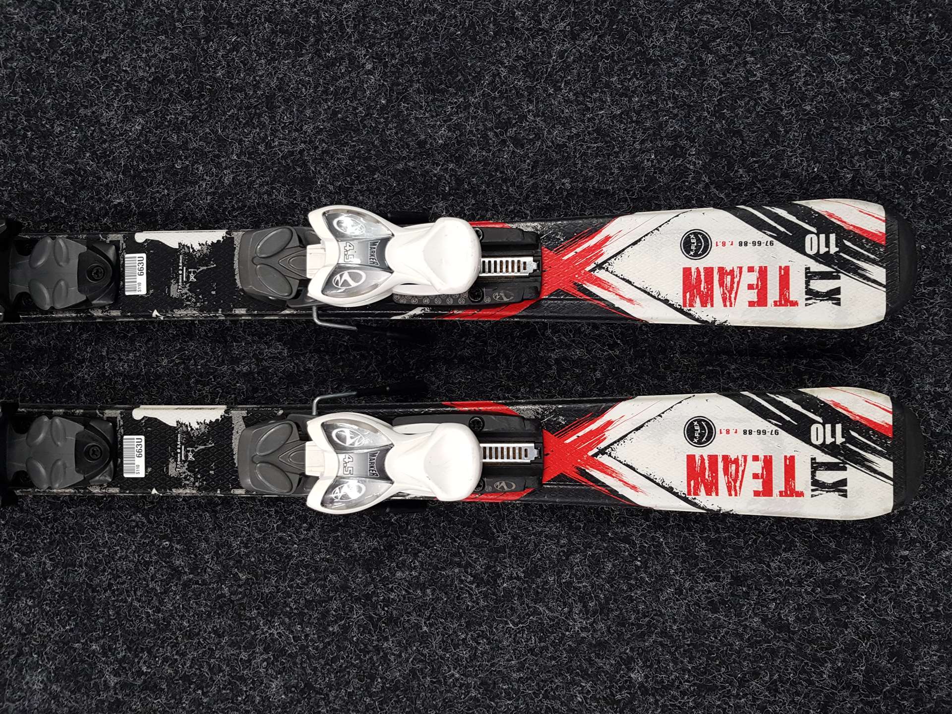 Skis enfant d'occasion TECNOPRO XT Team + fixations Marker 4.5