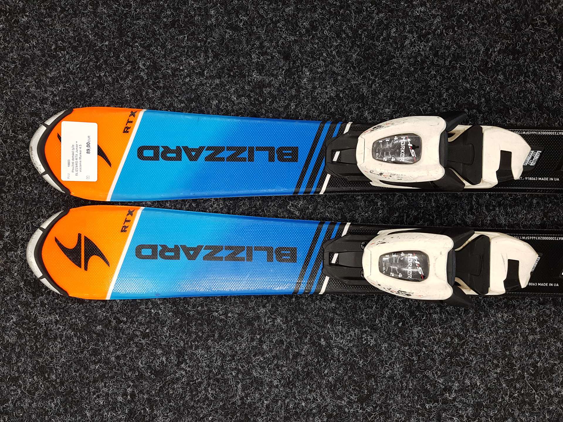 Použité dětské lyže BLIZZARD RTX Junior + vázání Marker 4.5