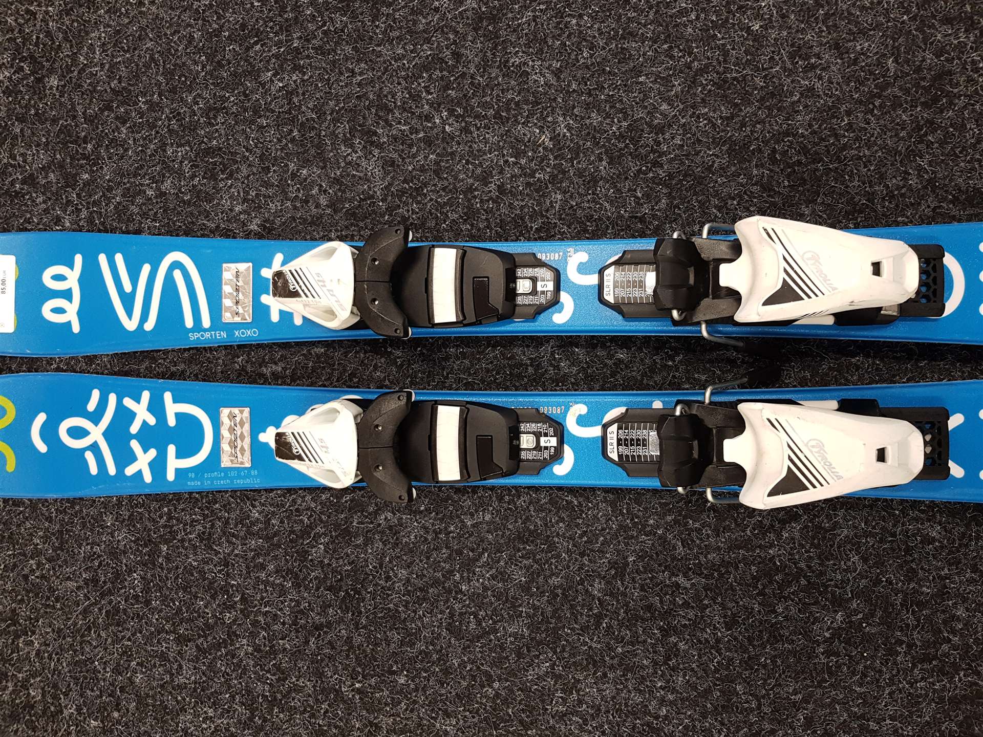 Skis enfant d'occasion SPORTEN XOXO + fixations Tyrolia SLR 4.5