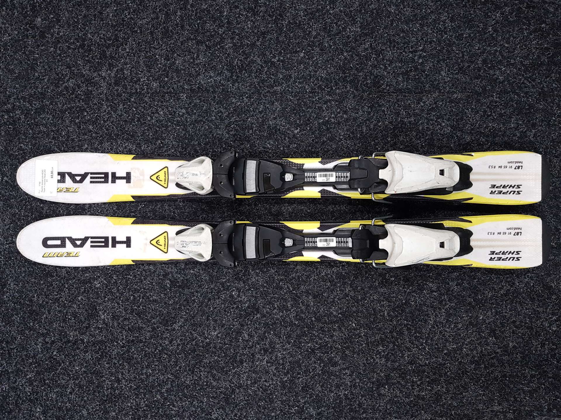 Použité detské lyže HEAD Team + viazanie Head LRX 4,5