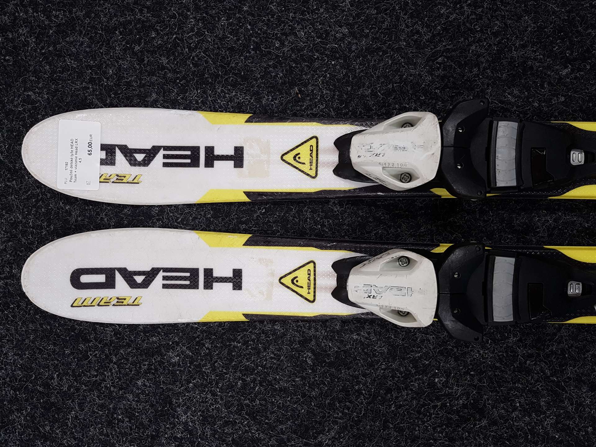 Použité detské lyže HEAD Team + viazanie Head LRX 4,5