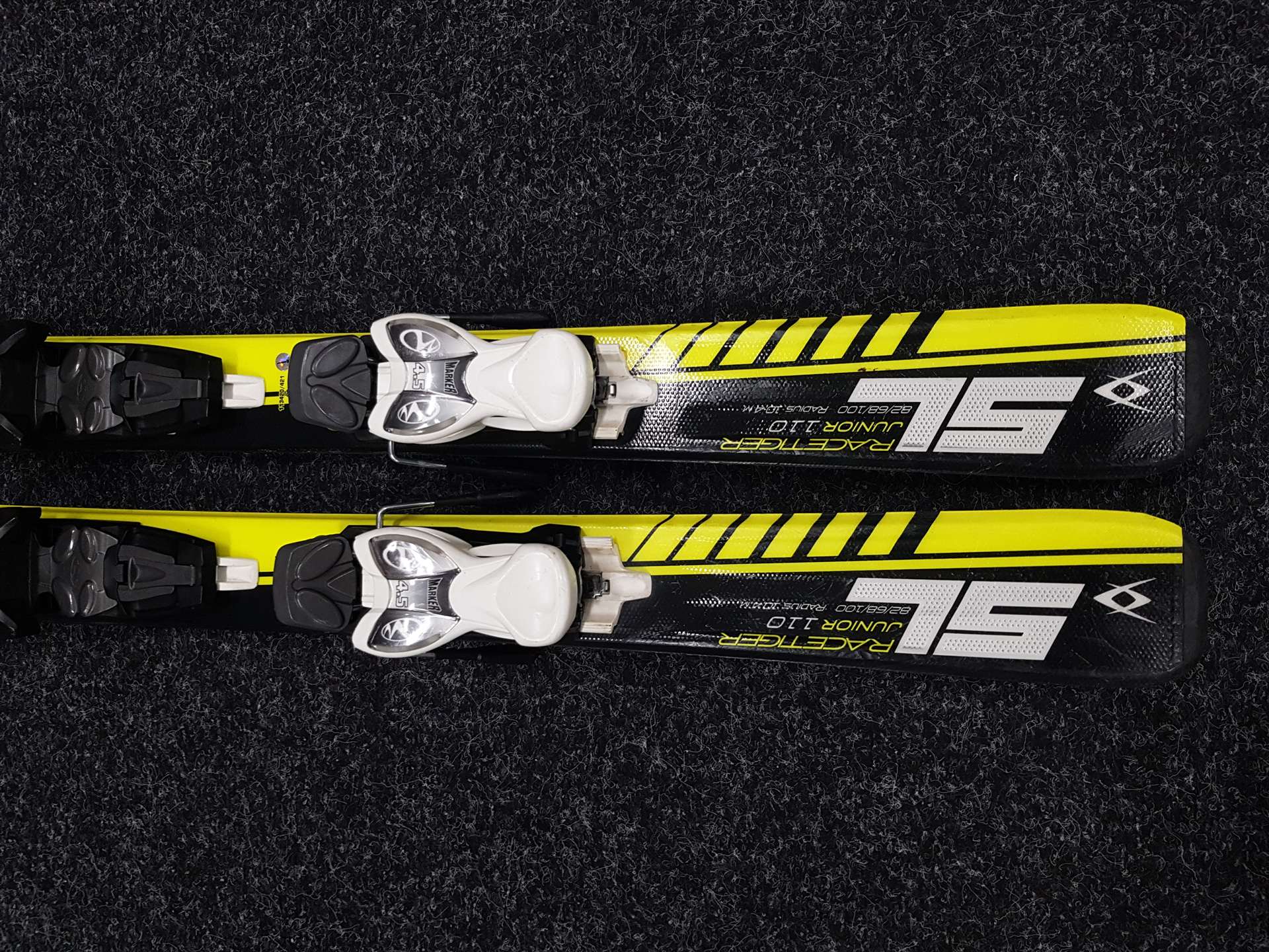 Używane narty dziecięce VOLKL Racetiger Junior SL 110 + wiązania Marker 4.5