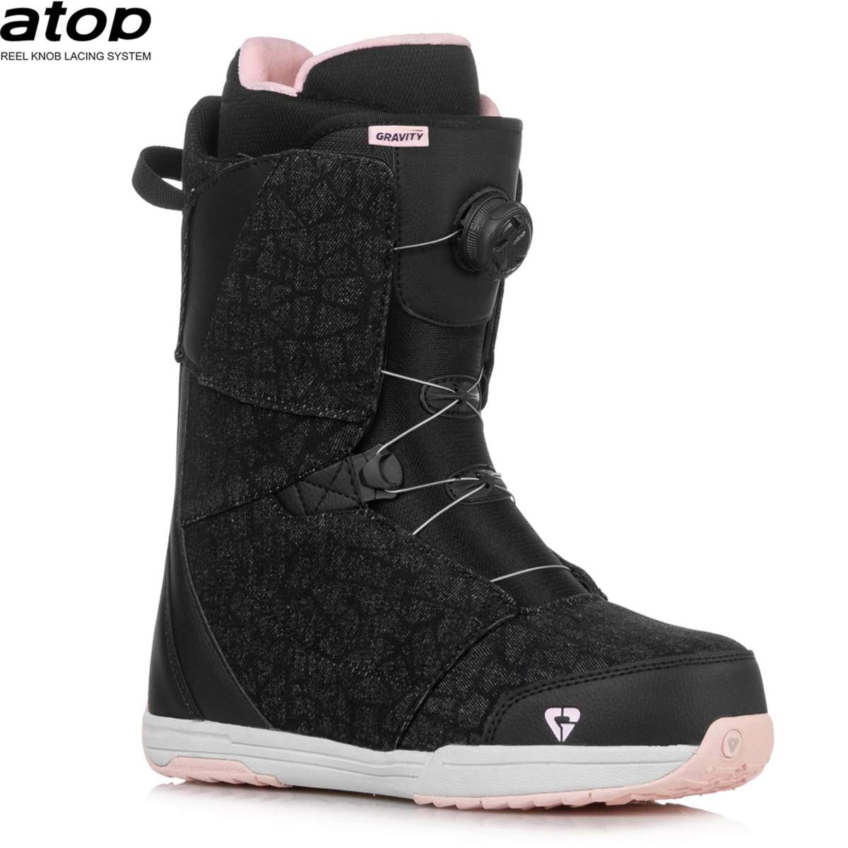 Bottes de snowboard Gravity Aura Atop noir denim/rose