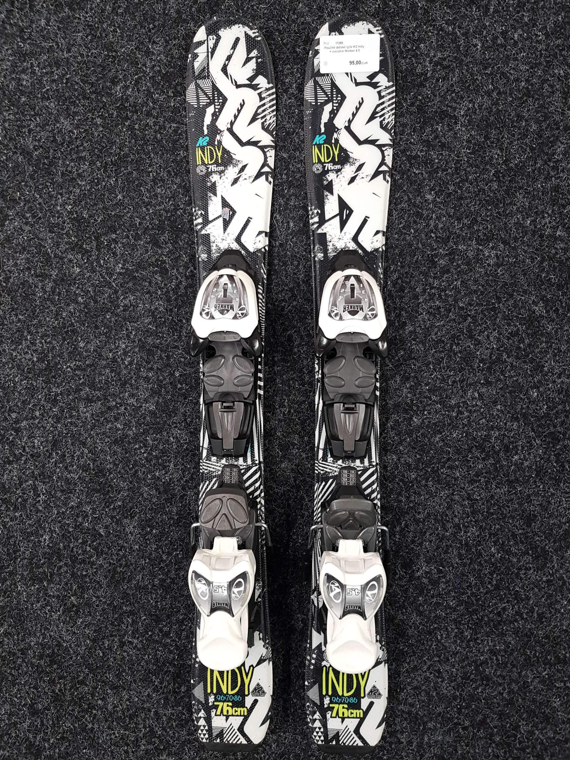 Skis enfants K2 Indy d'occasion + fixations Marker 4.5