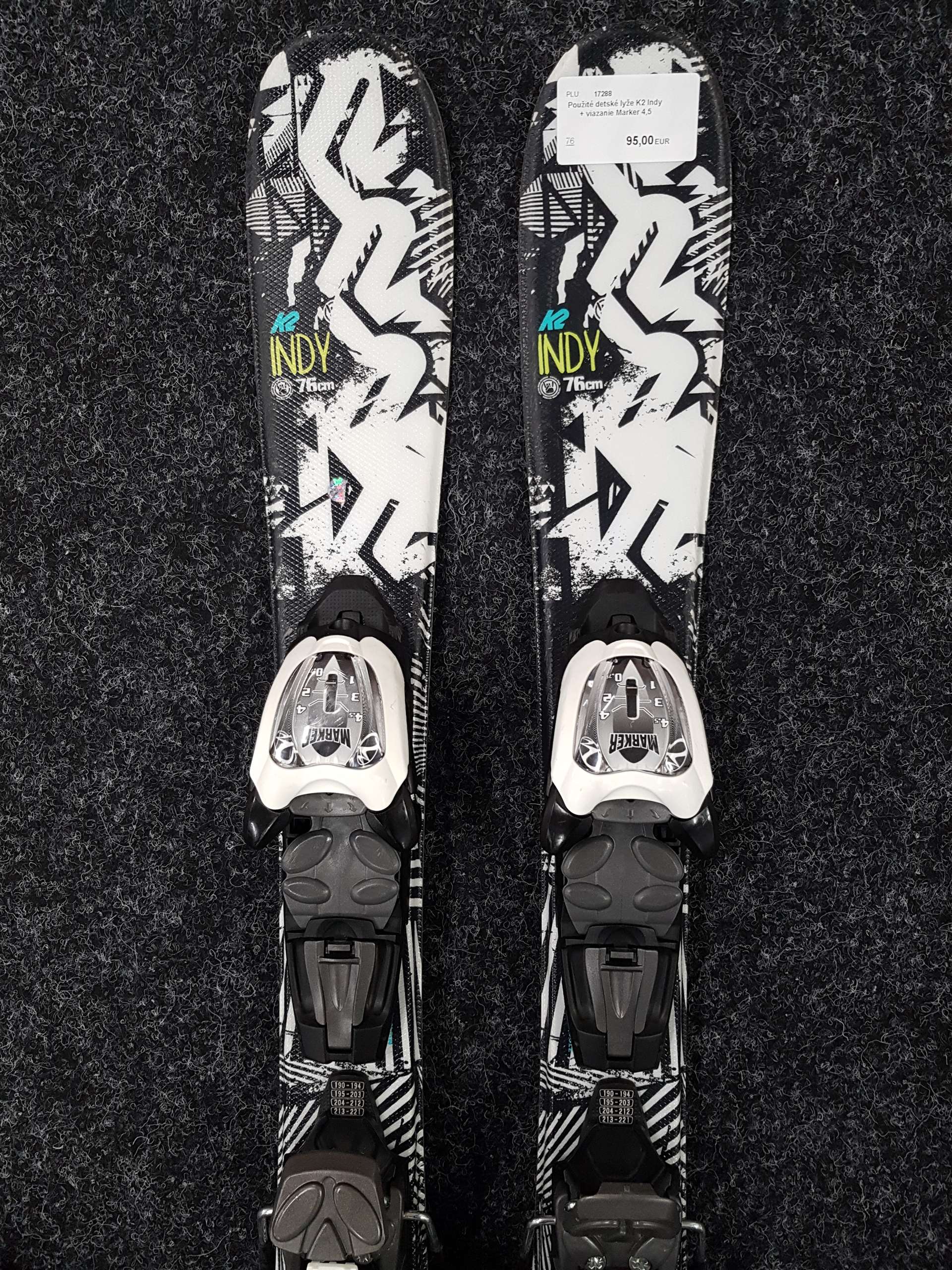 Skis enfants K2 Indy d'occasion + fixations Marker 4.5