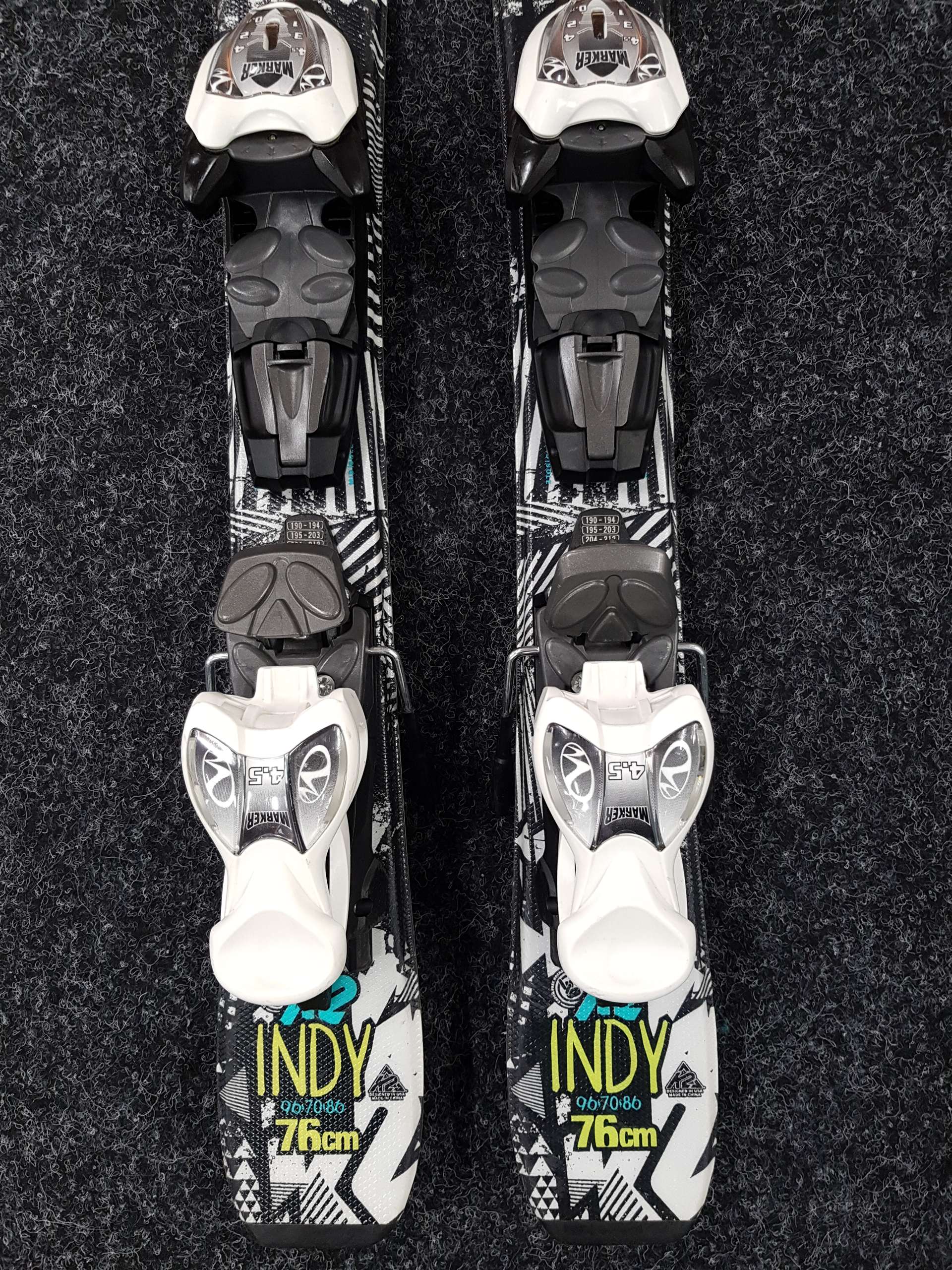 Skis enfants K2 Indy d'occasion + fixations Marker 4.5