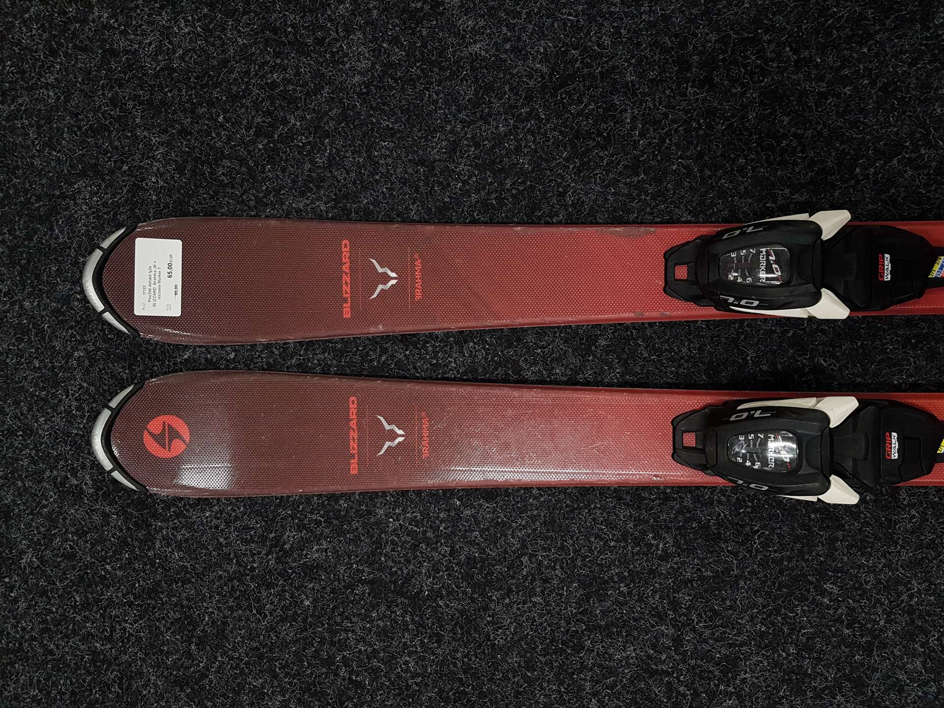 Skis enfant d'occasion BLIZZARD Brahma JR + fixations Marker 7