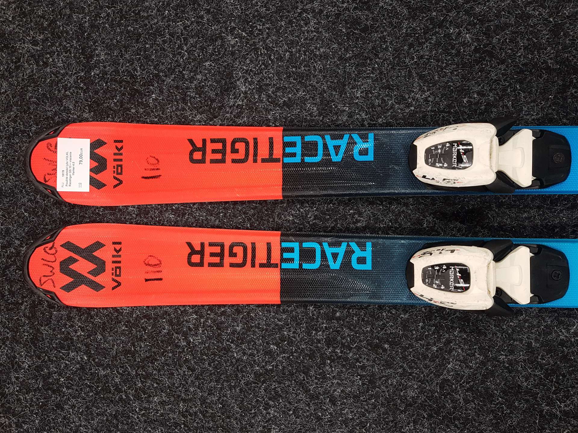 Sci da sci usati per bambini VOLKL Racetiger GS 10 + attacchi Marker 4.5