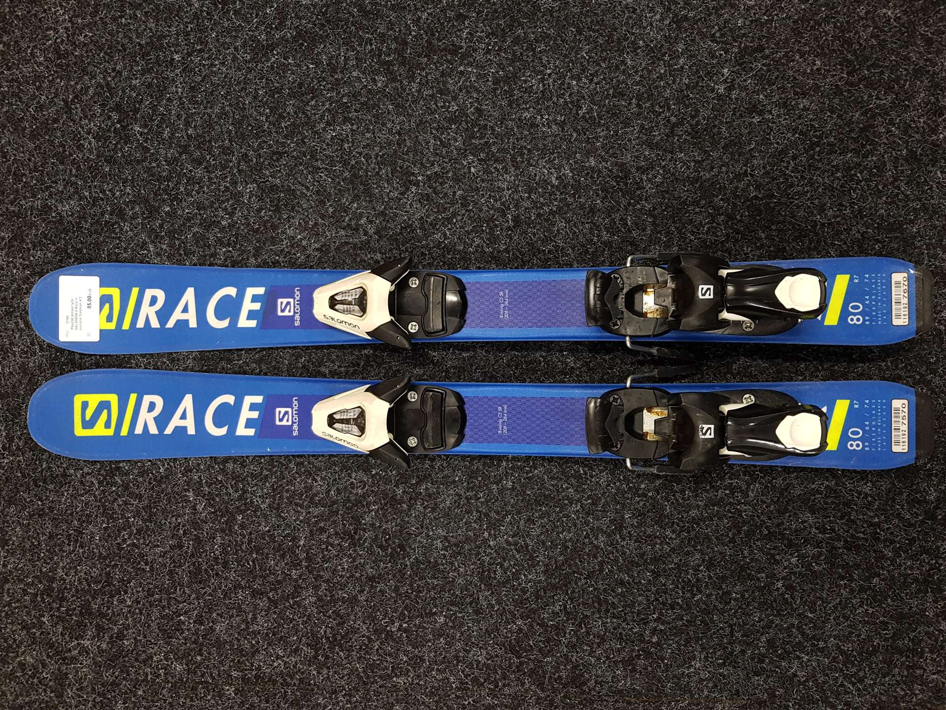Použité detské lyže SALOMON S Race + viazanie Salomon 4,5