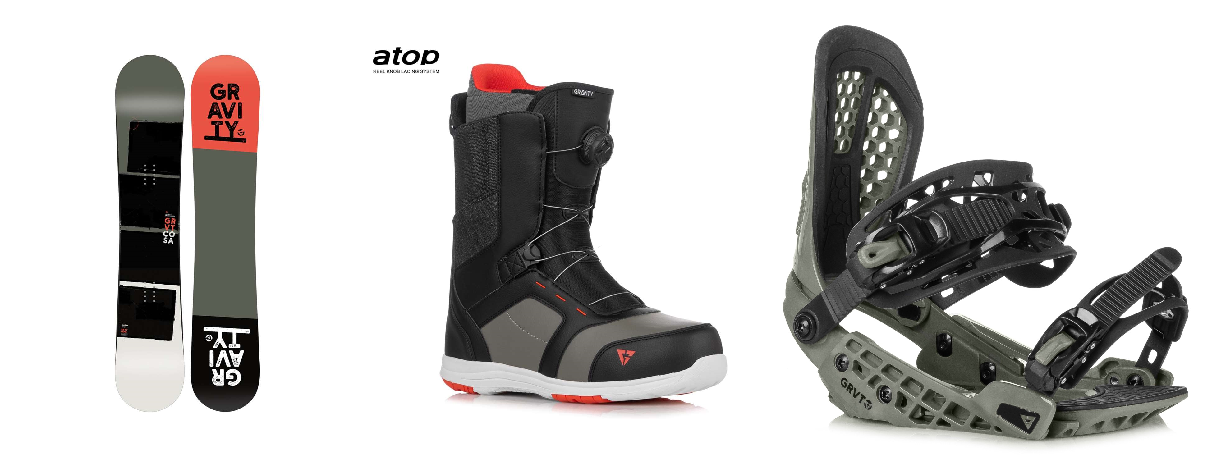 SET Snowboard SET Gravity Cosa + boty Gravity Recon Atop black/denim keef + viazanie Gravity G2 Black/Keef