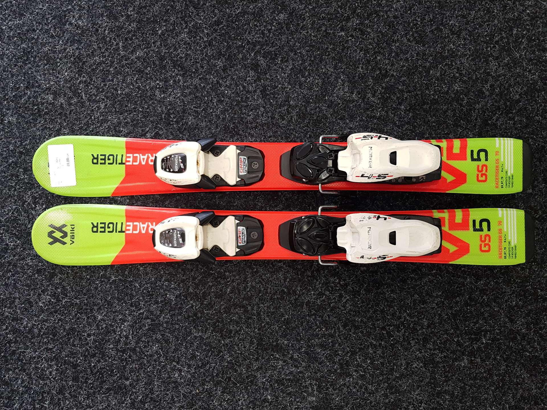 Sci da sci usati per bambini VOLKL Racetiger GS + attacchi Marker 4.5