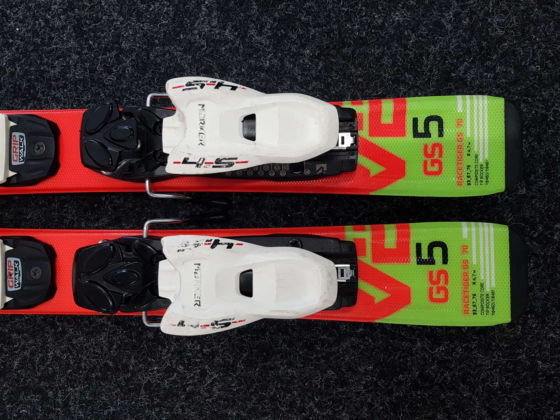 Sci da sci usati per bambini VOLKL Racetiger GS + attacchi Marker 4.5