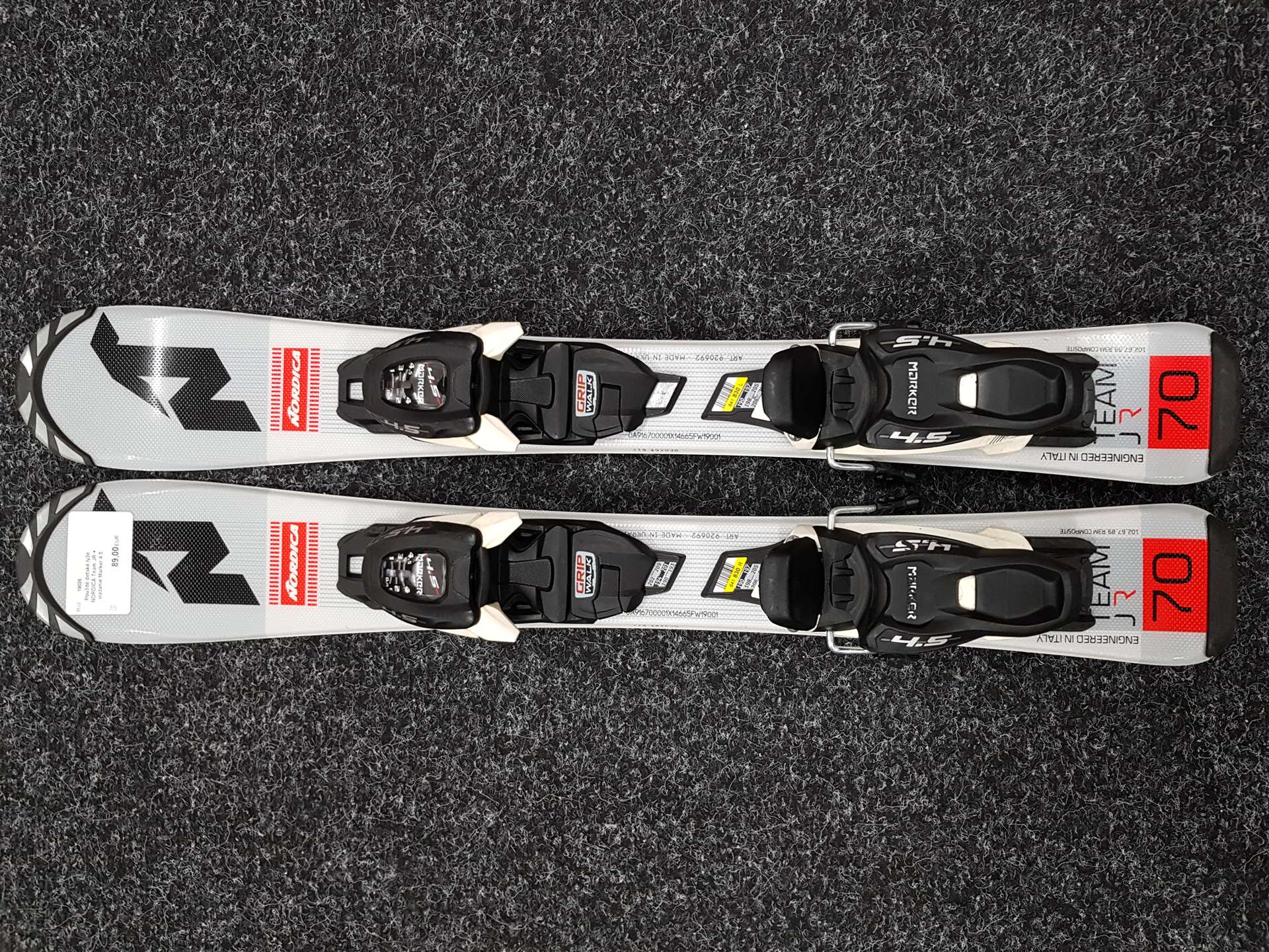 Použité dětské lyže NORDICA Team JR + vázání Marker 4.5