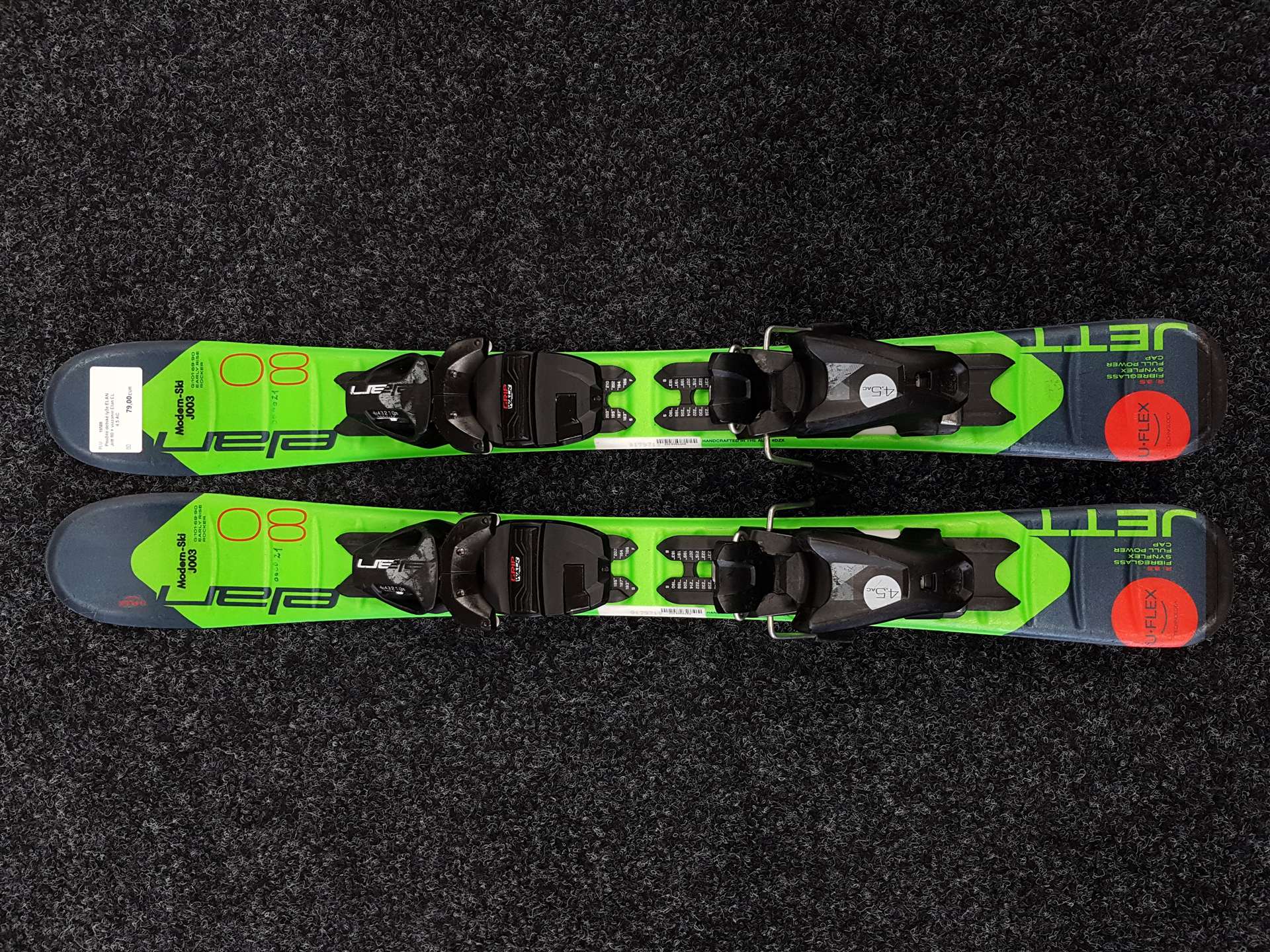 Gebrauchte Kinderski ELAN Jett 80 + Bindungen Elan EL 4.5 AC
