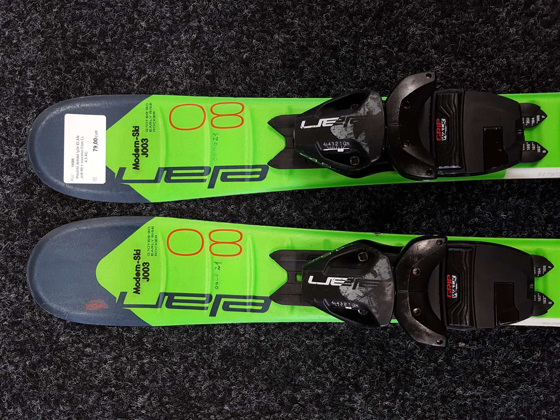 Gebrauchte Kinderski ELAN Jett 80 + Bindungen Elan EL 4.5 AC