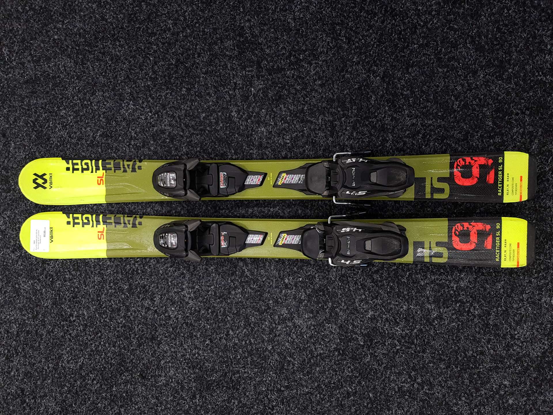 Použité dětské lyže VOLKL Racetiger SL9 + vázání Marker 4.5