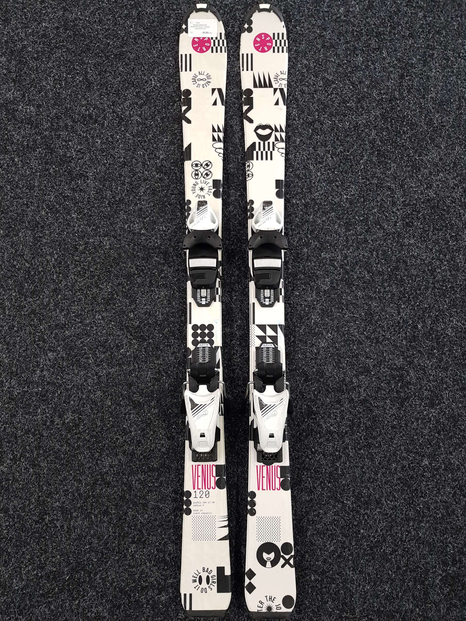 Skis enfant d'occasion SPORTEN Venus + fixations Tyrolia SLR 4.5