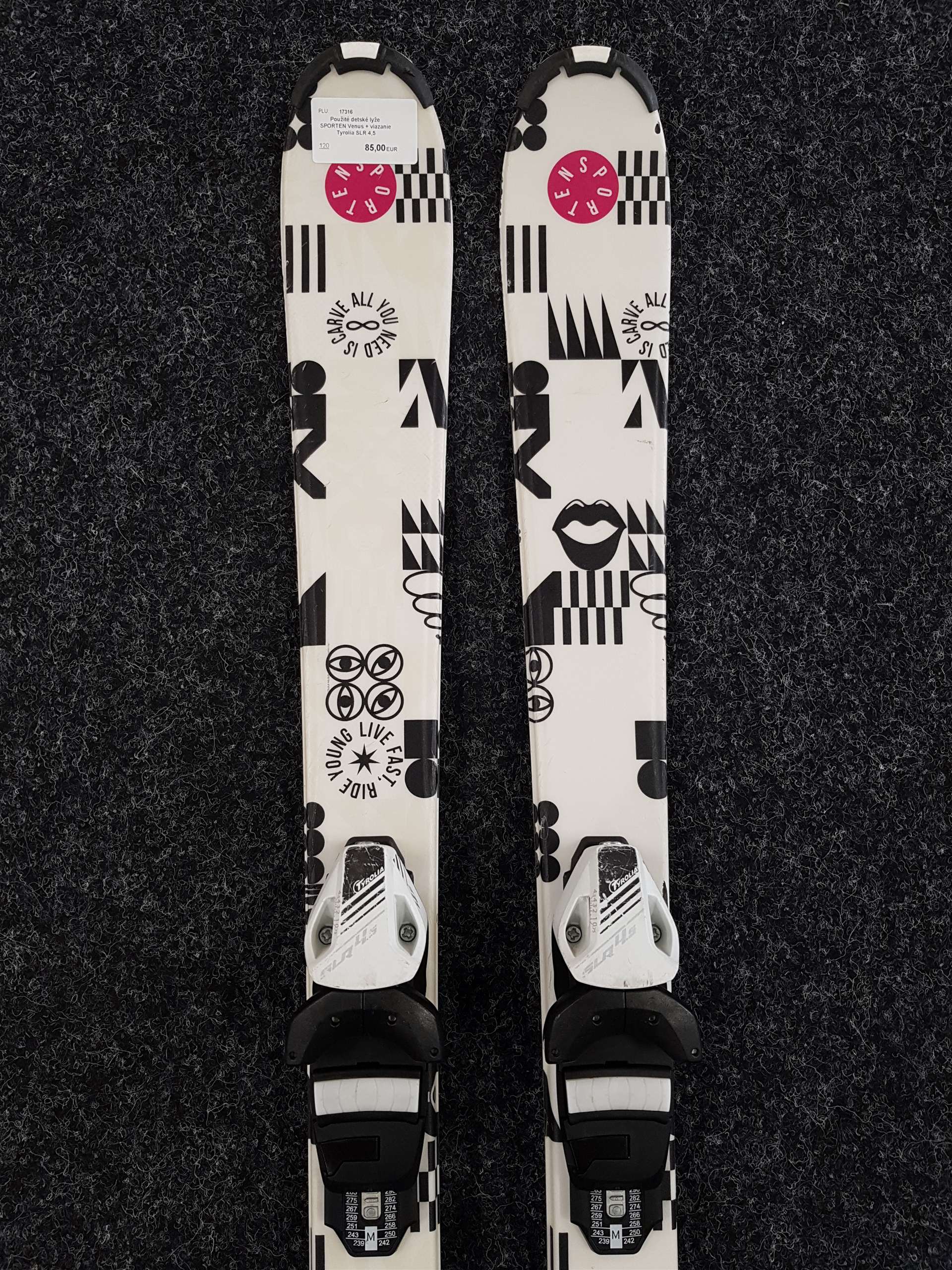Skis enfant d'occasion SPORTEN Venus + fixations Tyrolia SLR 4.5