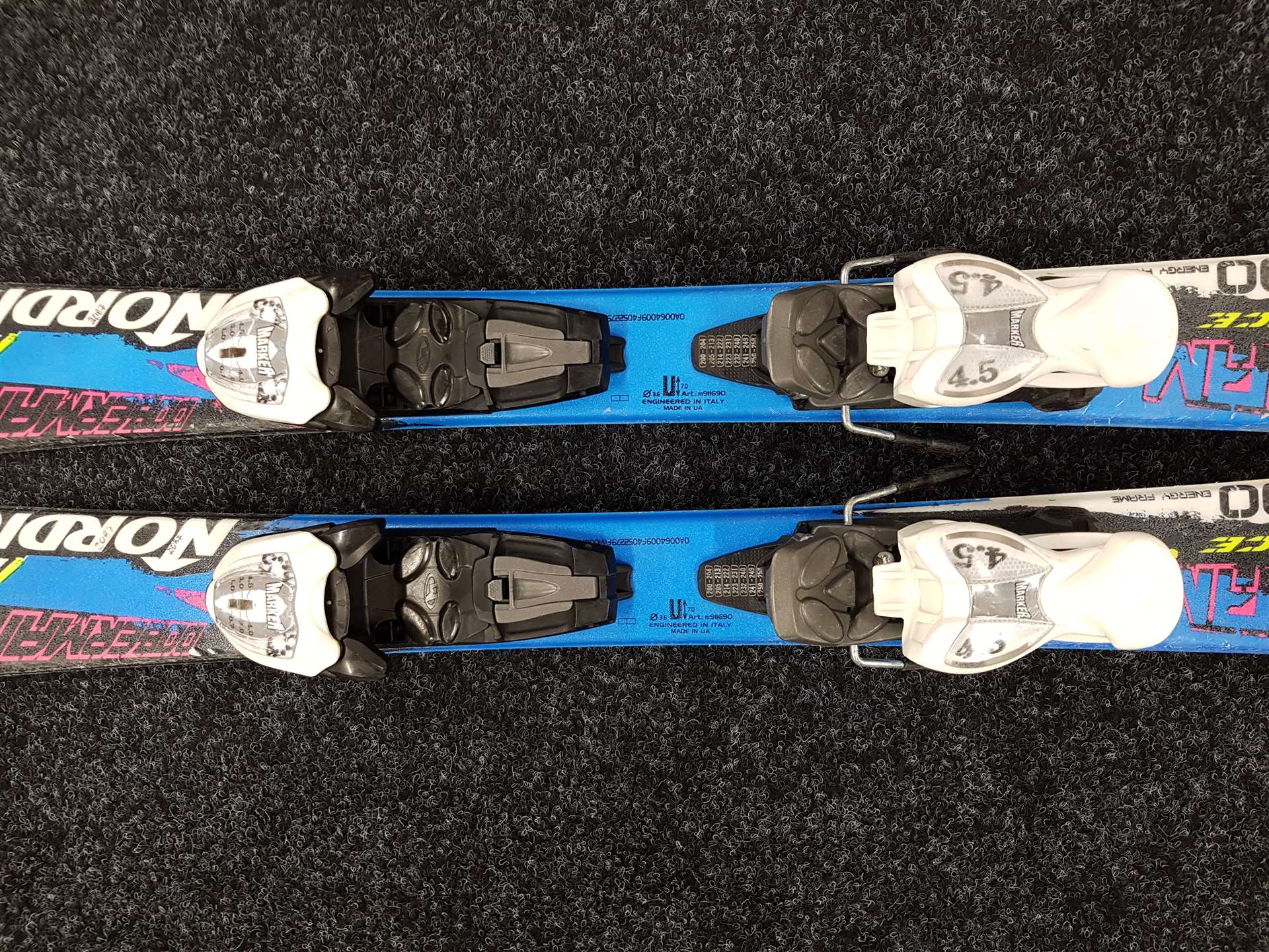 Gebrauchte NORDICA Dobermann Team Race Ski + Marker 4.5 Bindungen