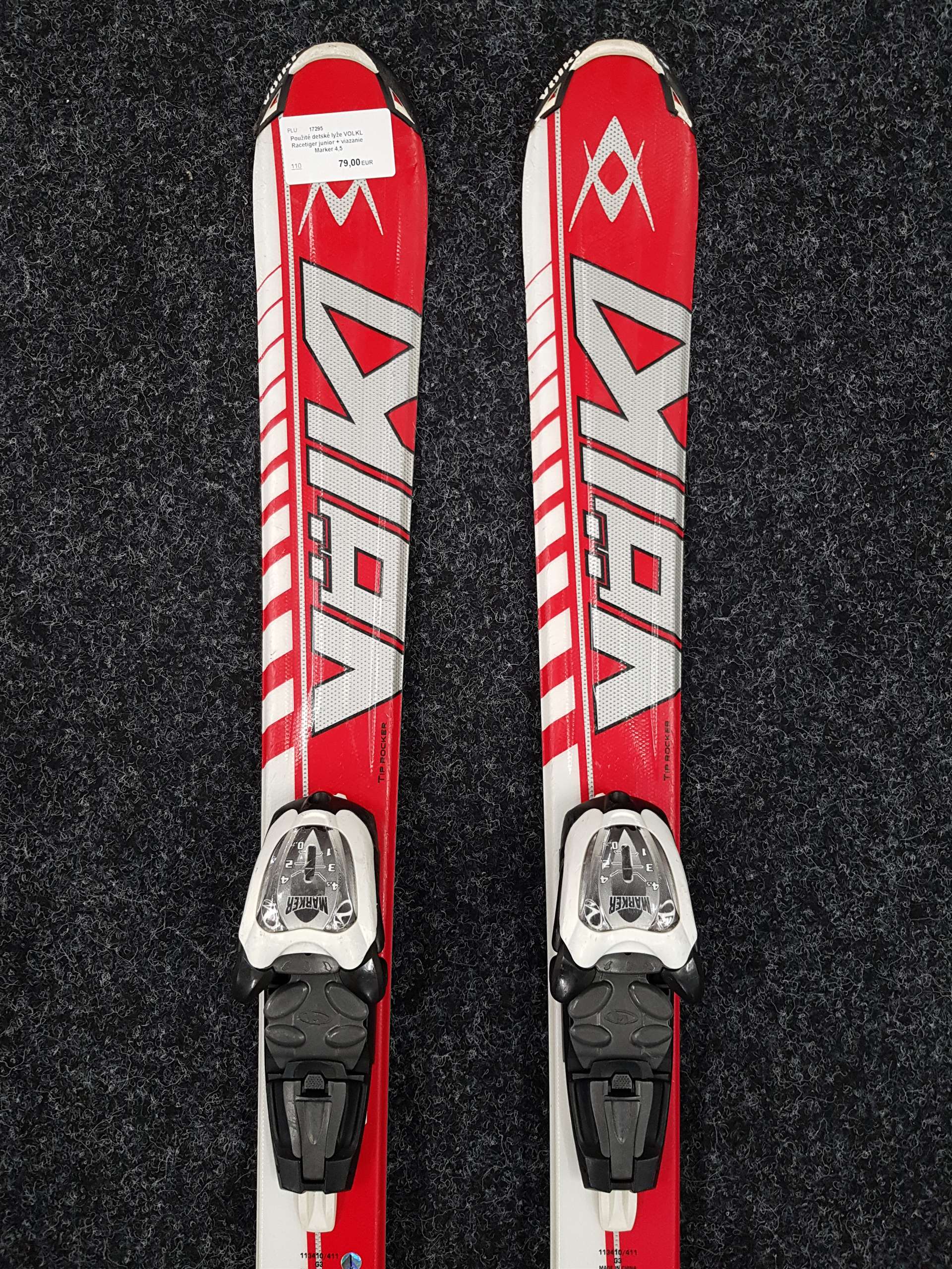 Skis enfant d'occasion VOLKL Racetiger junior + fixations Marker 4.5